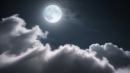 Wall Mural - When moonlight reflects off clouds at night, it creates a gentle, luminous effect