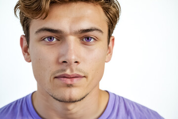 Sticker - Closeup portrait of young man with purple eyes