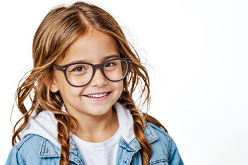 Portrait of a smiling young girl wearing glasses