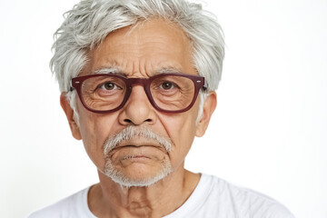 Canvas Print - Close-up Portrait of Senior Man with Grey Hair and Mustache Wearing Glasses