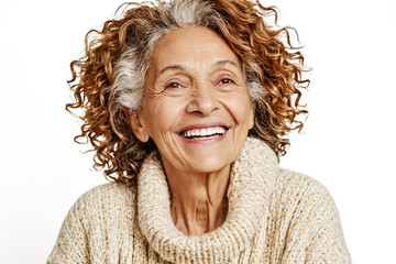 Sticker - Portrait of a smiling senior woman with curly hair