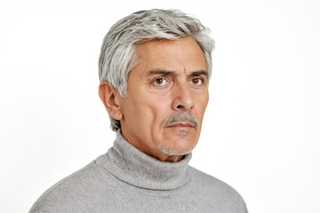 Canvas Print - Portrait of a serious middle-aged man with gray hair and beard