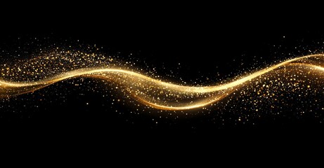 Aufkleber - Golden fragrance flow effect with glitter fluid sparkles and gleaming flares. Golden smoke particles and glitter smoke particles background.