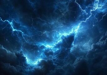 Aufkleber - An abstract background of blue fractal lightning