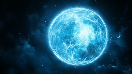 Aufkleber - The abstract background of a glowing plasma ball with lightning is blue