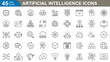 © Kashif - Artificial intelligence icons set. AI, machine learning, automation, data science, technology, innovation, robotics, future tech and more. vector illustration.