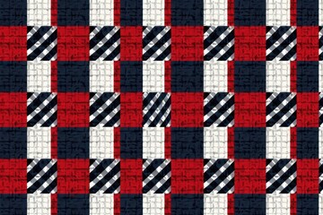 Wall Mural - Red, white and blue plaid pattern Generative AI