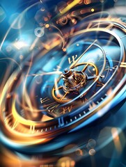 Canvas Print - Abstract Clock Mechanism with Light Effects.