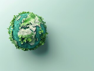 Wall Mural - A green globe with a leafy plant growing out of it