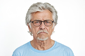 Canvas Print - Senior man with grey hair and beard looking skeptical