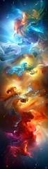 Canvas Print - Cosmic Nebula with Stars and Glowing Clouds.