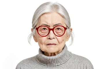 Canvas Print - Portrait of an Elderly Woman with a Serious Expression