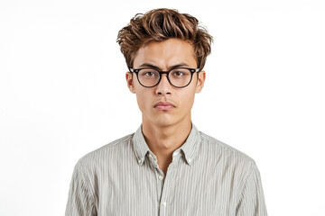 Wall Mural - Portrait of a Serious Young Man Wearing Glasses