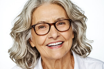 Sticker - Portrait of a happy senior woman with glasses