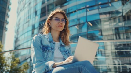 Wall Mural - The woman with the laptop