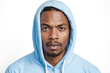 Portrait of young man in blue hoodie