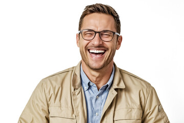 Canvas Print - Man laughing with happiness and joy