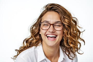 Sticker - Beautiful Young Woman Smiling With Glasses On