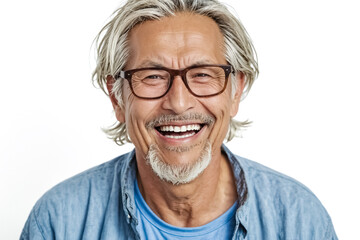 Wall Mural - Happy Mature Man with Gray Hair and Glasses Smiling