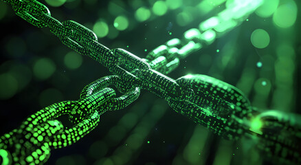 Digital Artwork of Many Chains Made from Binary Code