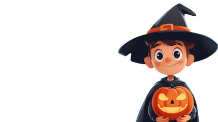 Boy dressed for Halloween on transparent background