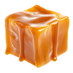 caramel candy cube isolated on transparent background Generative Ai.