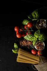 italian pasta with tomatoes and basil