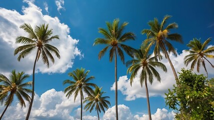 Sticker - palm trees against blue sky