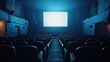 © sarun - Dimly lit cinema with empty rows of seats and a blank screen, creating an eerie atmosphere