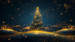 © Hanna - Elegant Christmas tree crafted from golden lights with a star topper, set against a dark background.