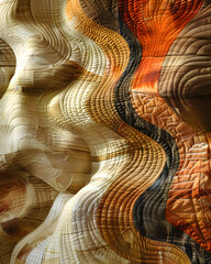Wall Mural - A quilted piece of fabric with a wave pattern