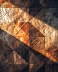 Wall Mural - A wooden floor with a pattern of squares and triangles