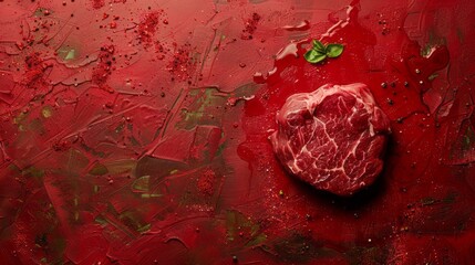 Raw red meat with copy space