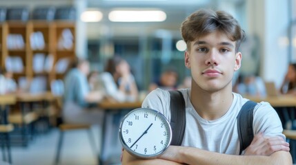 Wall Mural - High school student learning about time management in class.