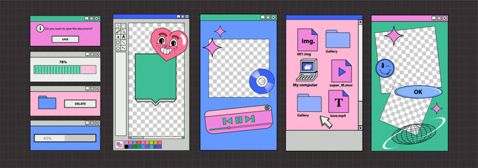 Vaporwave colorful story template.
