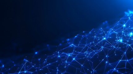 Abstract digital network background with blue lines and nodes, representing data transfer and technological connections.