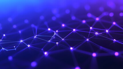 Wall Mural - Abstract digital network background with glowing purple nodes and connecting lines. Futuristic technology and data visualization illustration.