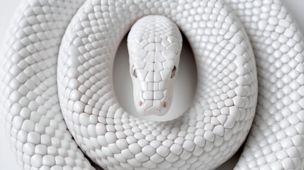 Wall Mural - White Snake Coiled with a Close-Up View - Perfect for Reptile Enthusiasts and Nature Lovers