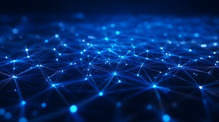 Abstract network of glowing blue lines and dots on a dark background illustrating connectivity, data flow, and digital communication.