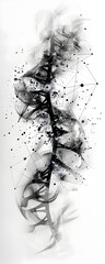 Poster - Abstract DNA Structure with Geometric Shapes and Black Splashes.