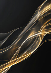 Wall Mural - Abstract curving light wave on solid black