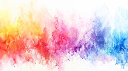 Canvas Print - Abstract colorful rainbow color painting illustration texture - watercolor splashes, isolated on white background