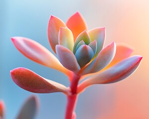 Sticker - Close-up of a vibrant succulent plant with pink, blue, and orange hues