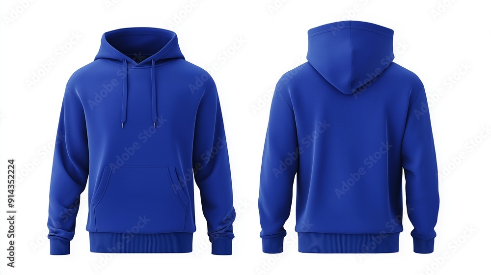 Blue hoodie mockup featuring a front and back view, perfect for ...