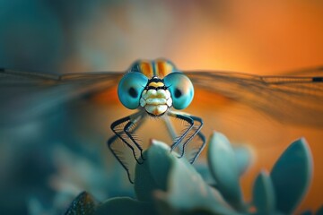 Wall Mural - A Close-Up View of a Dragonfly's Face