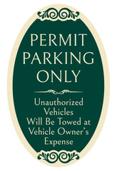 Poster - Parking permit signs unauthorized vehicles will be towed at vehicle owner's expense