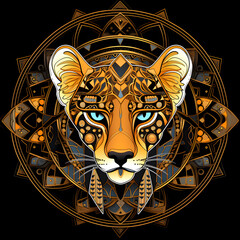 Geometric Cheetah art nouveau illustration