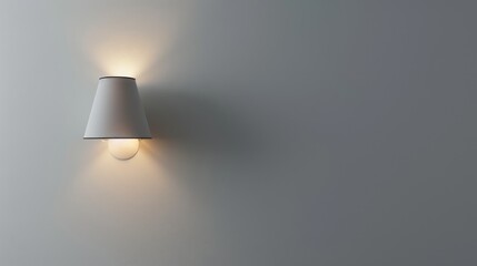 Energy-saving white lamp on blank wall, blackout living idea, interior design mockup, text space