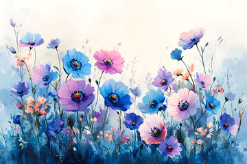 Wall Mural - Flowers watercolor illustration. Manual composition Big Set watercolor elements.