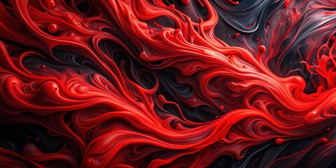 Wall Mural - Red and black paint swirling together creating abstract patterns , art, vibrant, colorful, abstract, background, textured